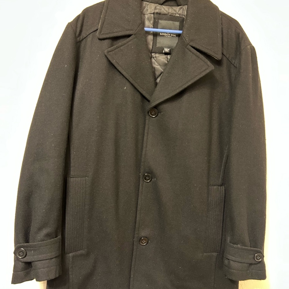 London Fog Black Pea Coat Classic Style